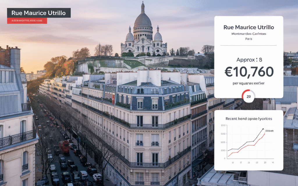 Vue de la Rue Maurice Utrillo dans le quartier des Grandes-Carrières à Paris 18e, avec des immeubles résidentiels