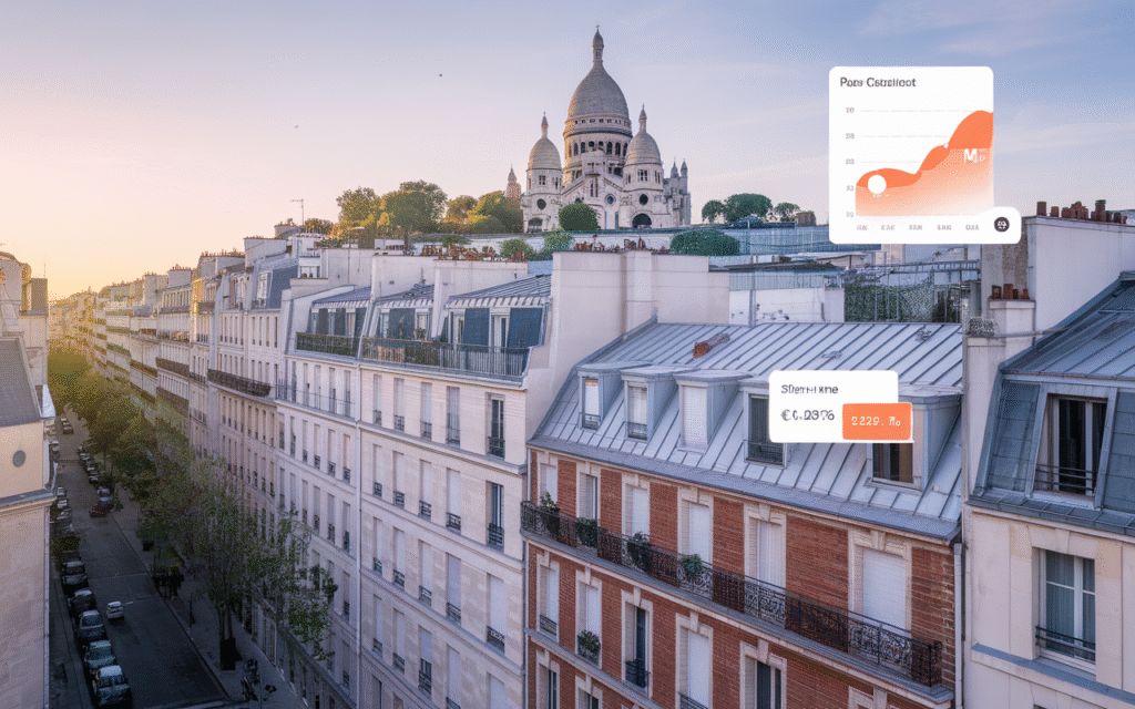 Vue de la Rue Paul Albert à Clignancourt dans le 18e arrondissement de Paris avec des immeubles haussmanniens