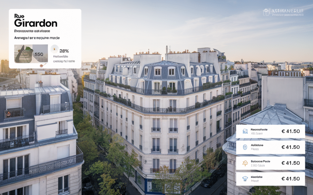 Prix immobilier au mètre carré Rue Girardon dans le quartier des Grandes-Carrières à Paris 18e