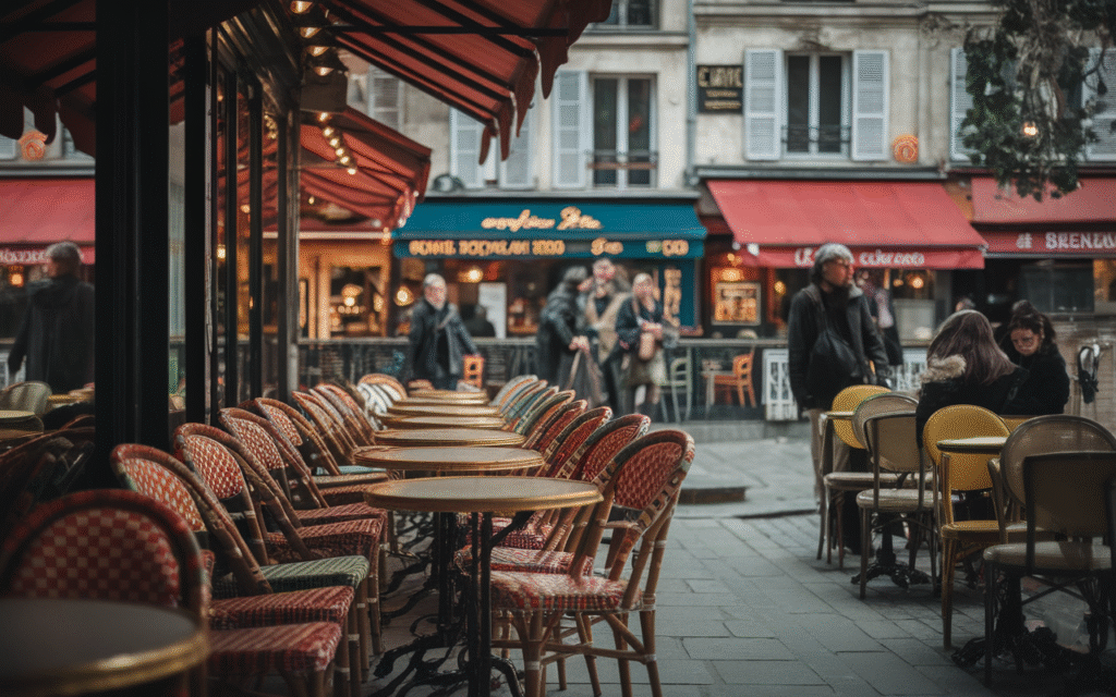 Terrasse de restaurant et café dans le 18e arrondissement de Paris