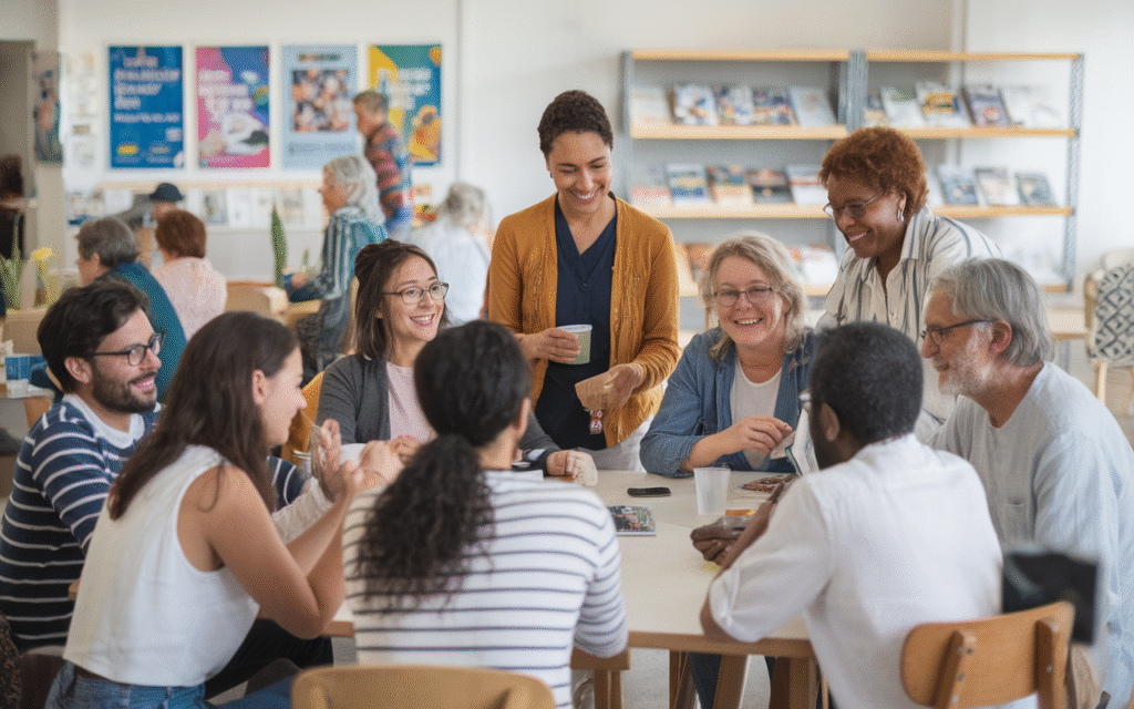 Scène de vie associative dans le 18e arrondissement de Paris