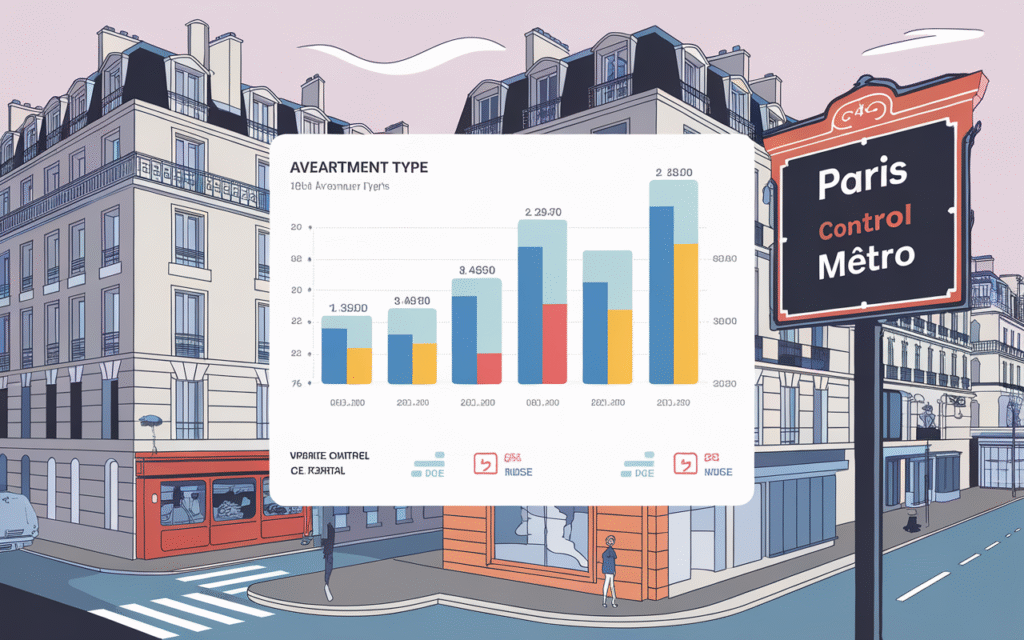 Graphique représentant les loyers moyens dans le 18ᵉ arrondissement de Paris