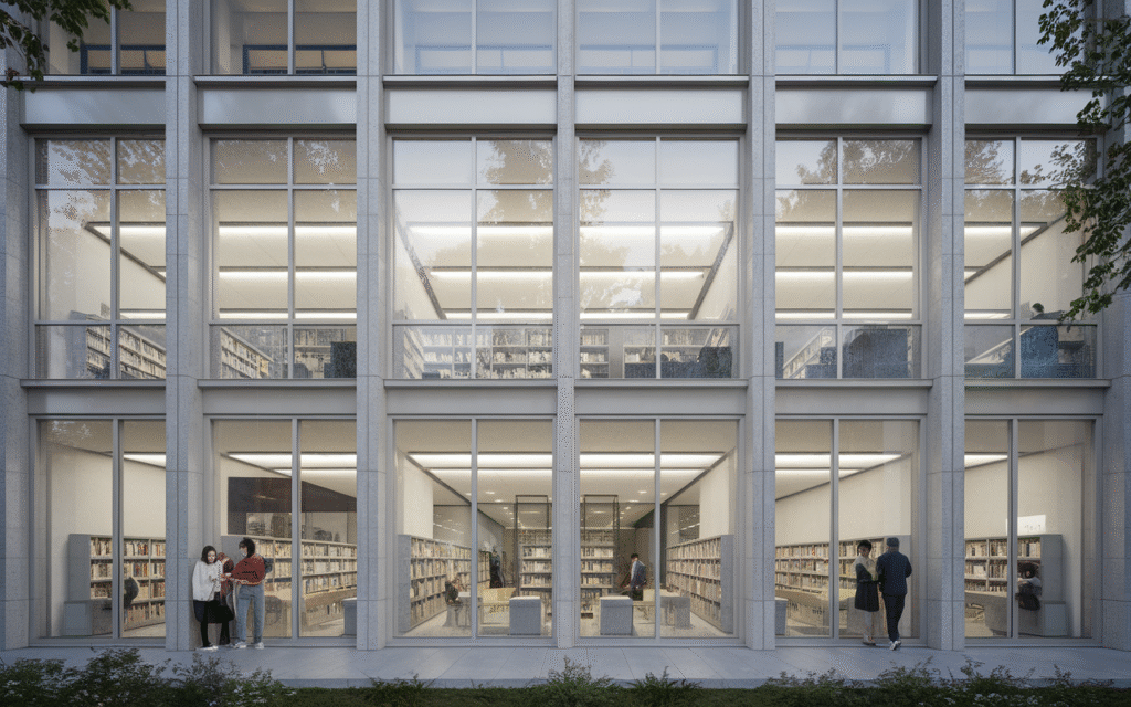 Façade de la médiathèque Jacqueline de Romilly dans le 18e arrondissement de Paris