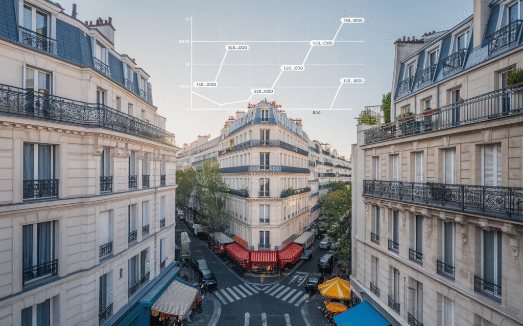 Vue de la Rue de la Villette dans le quartier La Chapelle à Paris 18e avec des immeubles résidentiels