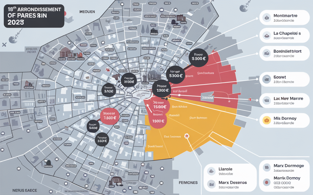 Graphique illustrant le prix des maisons et appartements dans le 18e arrondissement de Paris