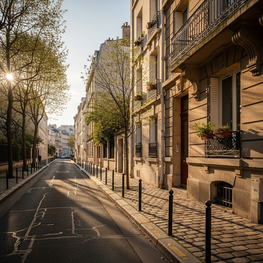 Façade d'une maison à estimer située Rue Lamarck dans le quartier Grandes-Carrières à Paris 18e