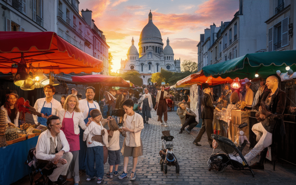 Rassemblement associatif à Montmartre dans le 18e arrondissement de Paris