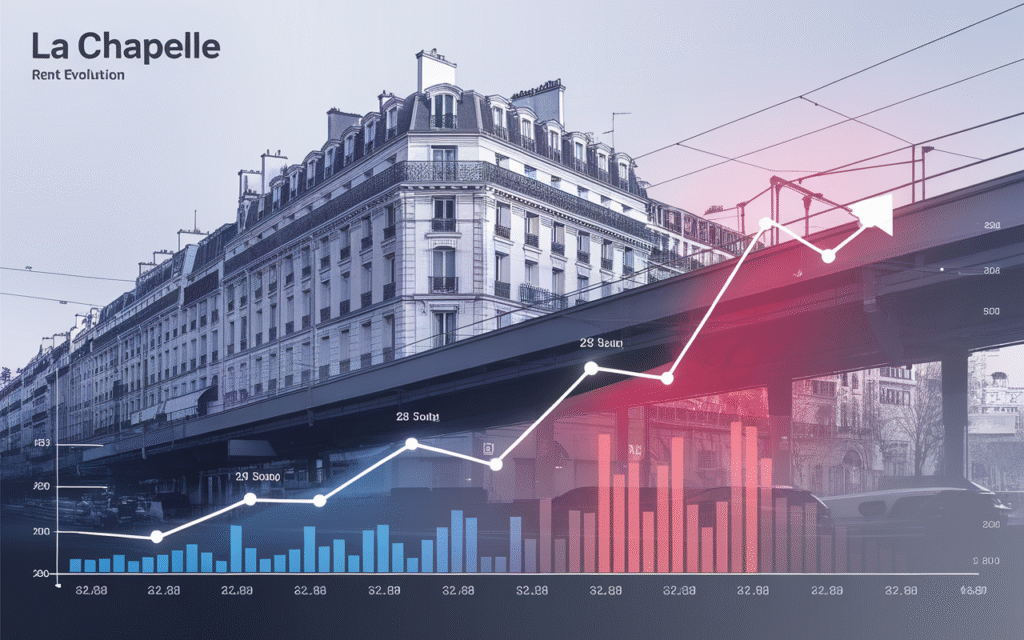 Graphique montrant l'évolution des loyers dans le quartier de La Chapelle à Paris 18e