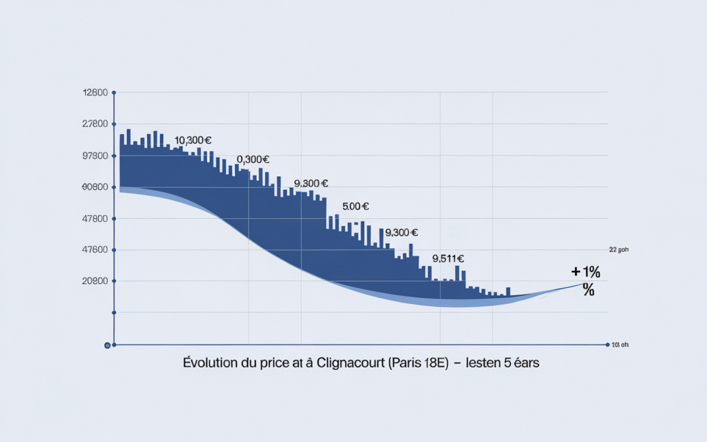 Graphique montrant l'évolution du prix au mètre carré à Clignancourt