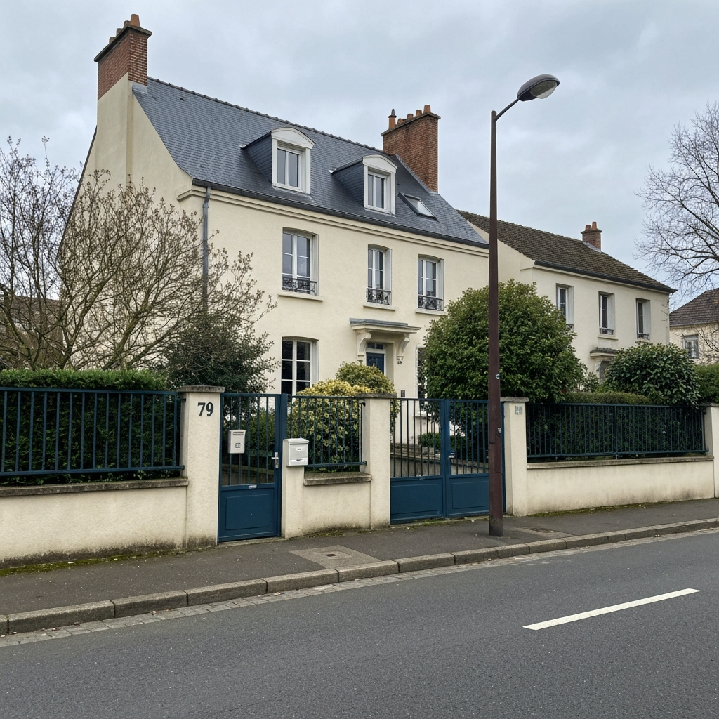 Vue aérienne d'une école publique entourée de maisons dans le 18e arrondissement